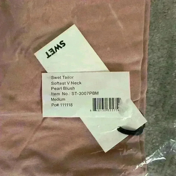 Swet Tailor Men’s Softest V Neck T-Shirt Pearl Blush Size Medium - Picture 4 of 4